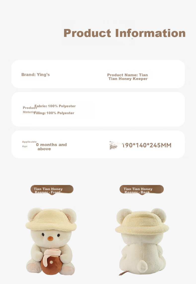 YEEHOO Newborn Baby Bear Smart Interactive Plush Soothing Toy Doll Infant Meeting Gift Baby Birthday Present 13