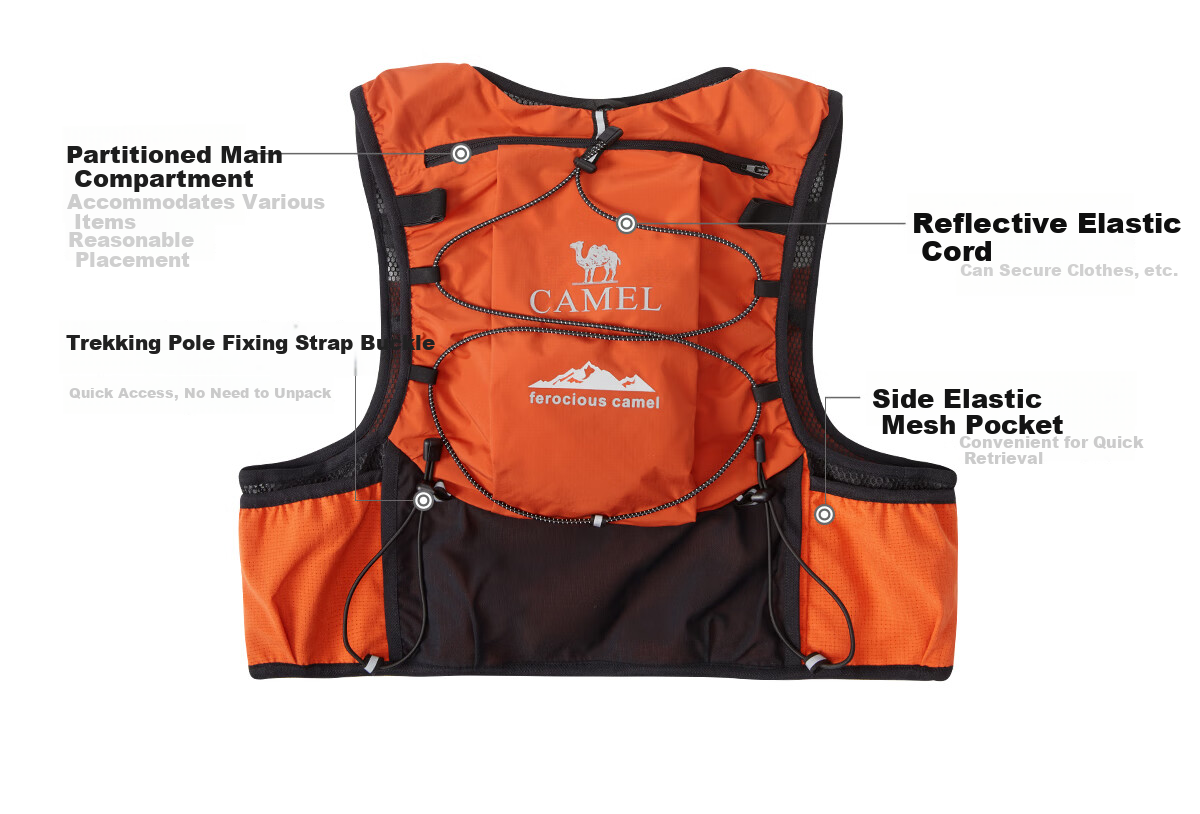 CAMEL Off-Road Running Backpack Sports Double Shoulder Marathon Vest Outdoor Professional Hiking Mountaineering Hydration Backpack 3037 19
