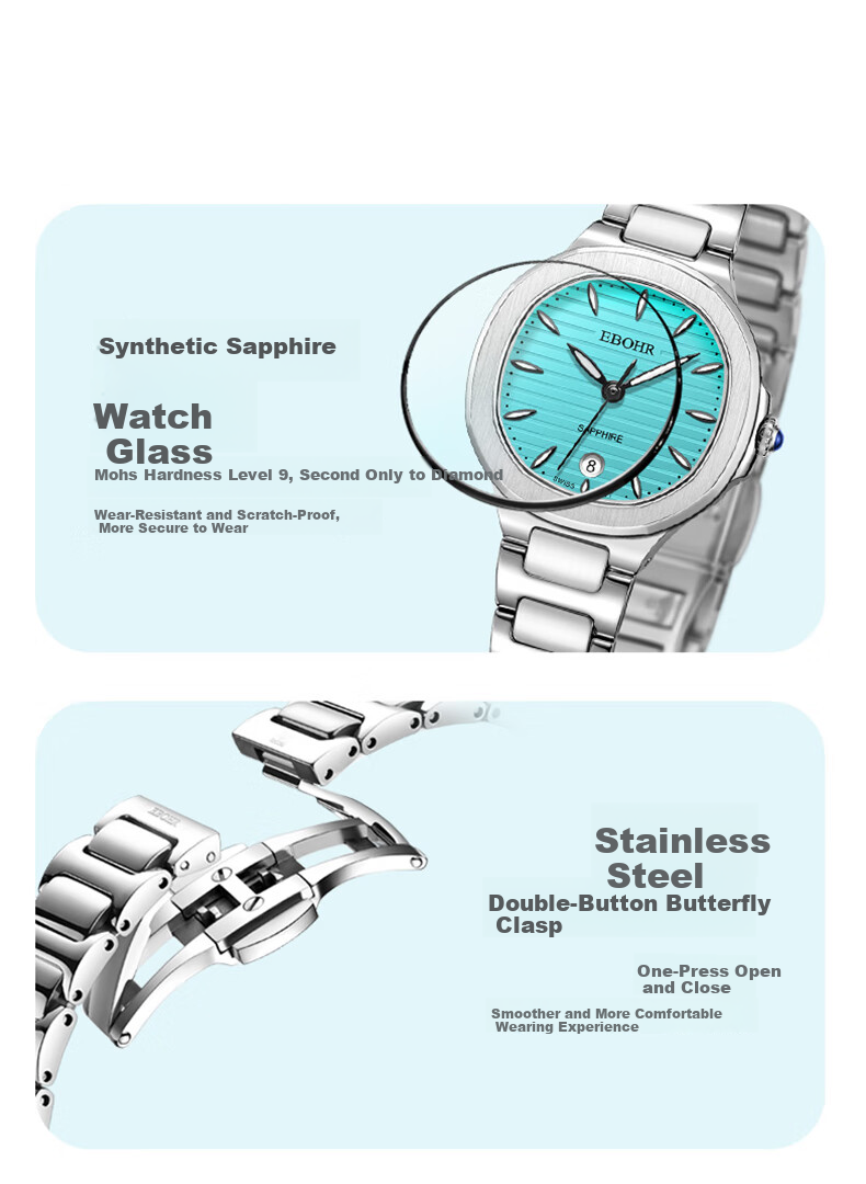 EBOHR Women's Diamond-Studded Luxury Quartz Steel Band Watch for Women, Niche Brand Ladies' Watch, Valentine's Day Birthday Gift 13