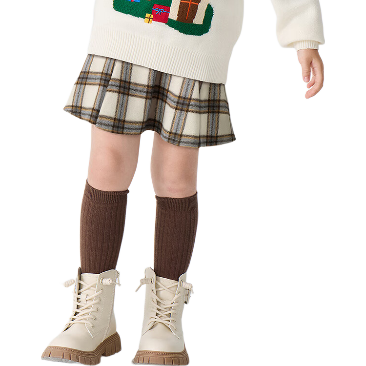 BALABALA Kids Children's Autumn Winter Skirt Girls Short Skirt Versatile Fashion Pleated Skirt for Older Girls
