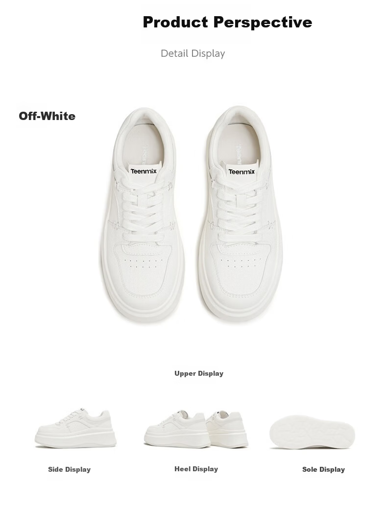 TEENMIX Women's White Casual Shoes Thick Sole Sneakers 2026 Spring New Mall Edition 12