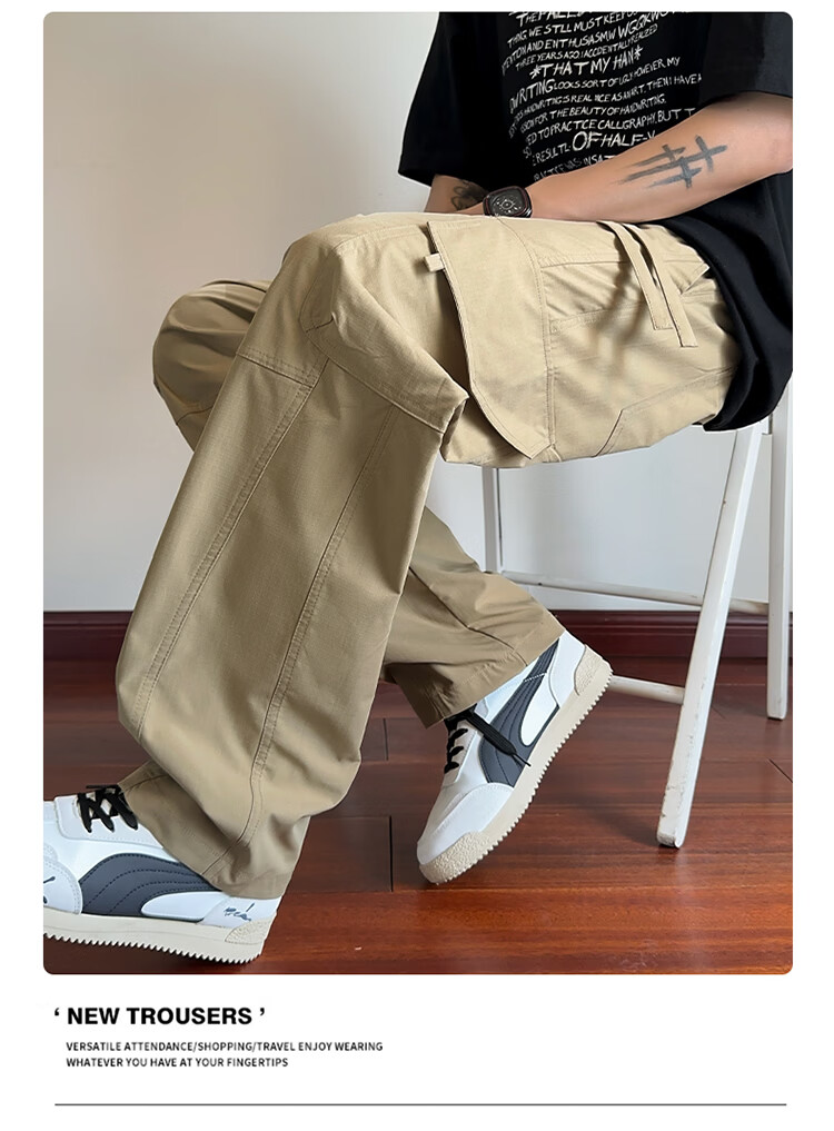 NASA GISS Collaboration Casual Pants Men Loose Fit Straight Leg Breathable Cargo Sports Trousers Black XL 7