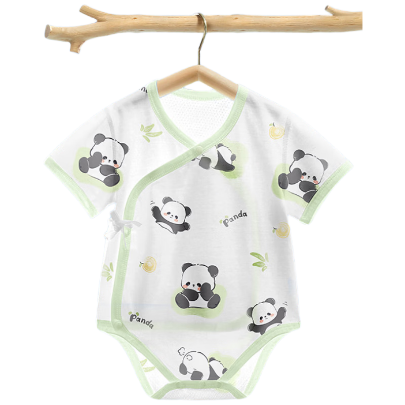 Aibedila Baby Romper Spring Summer Short Sleeve Newborn Cotton Mesh Back Bodysuit