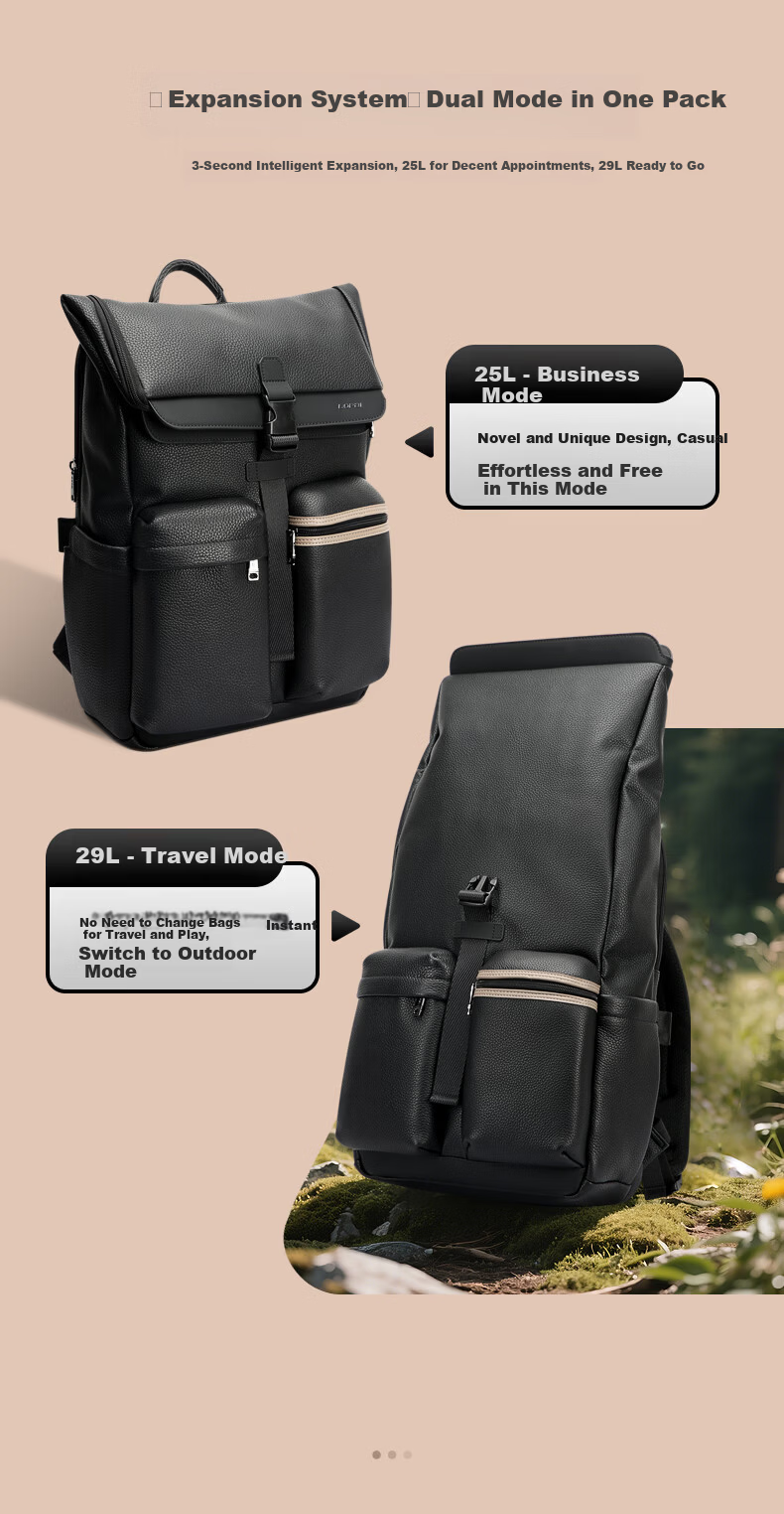 Bopai First Layer Cowhide Business Backpack for Men 16-inch Laptop Bag Travel School Bag Holiday Gift for Husband 3