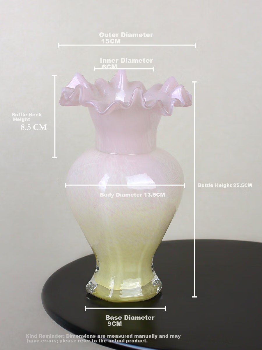 Qi Ju Elegant Nordic INS Fresh Glass Vase Water Plant Fresh Flowers Living Room Flower Arrangement Pink Thickened Model 30224 9