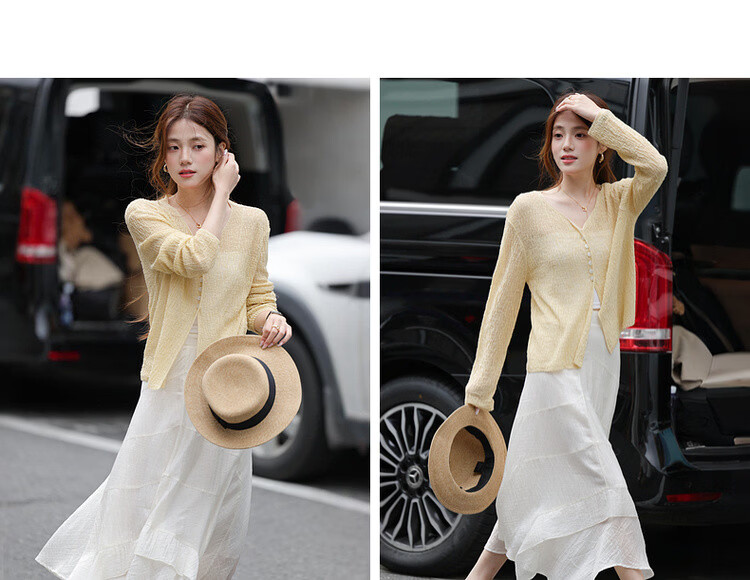 Mt Spring Oxygen V-Neck Long Sleeve Cardigan with Button Decoration Elegant Knitwear for Women 8