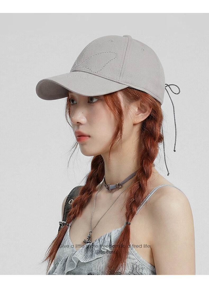 CACUSS Women's Baseball Cap Butterfly Rhinestone Cotton Soft Top Face Slimming Adjustable Strap Dark Gray 12