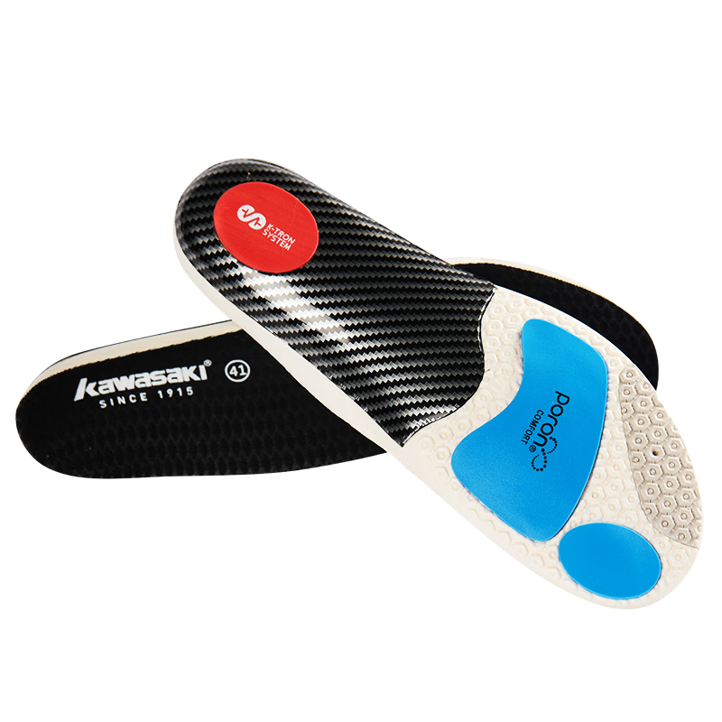 KAWASAKI Supercritical Shock Absorption Anti-Torsion Arch Support Professional Sports Badminton Insoles Unisex Black/White Size 43