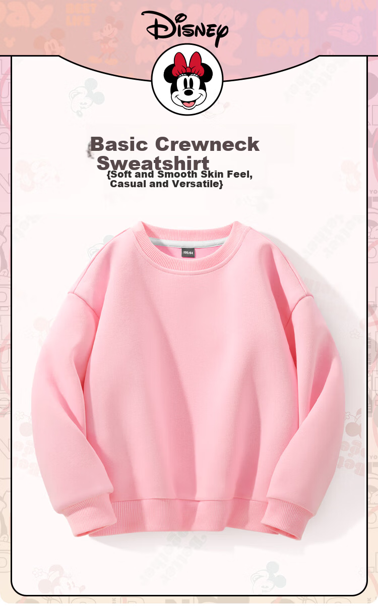 Disney Kids Casual Sweatshirt 2026 Spring New Fashion Versatile Girls Cute Base Shirt 2