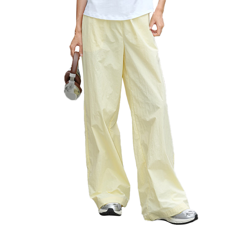 CAMEL Women's Straight Casual Pants Ice Cooling Sun Protection Breathable Sports Pants C16BR0L0083 Cheese Yellow L