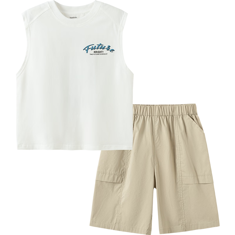 Balabala Boys' Kids' 2-Piece Set 2026 New Summer Vest and Pants Cool Comfortable Fashion Loose Fit