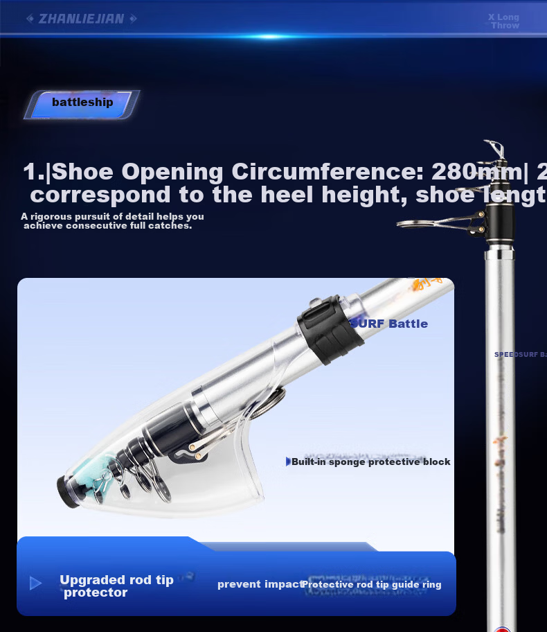 GW 3.9m Battleship Long Casting Rod Sea Fishing Rod Super Hard Big Fish Fishing Rod for Silver Carp Giant Casting Rod Fishing Gear 10