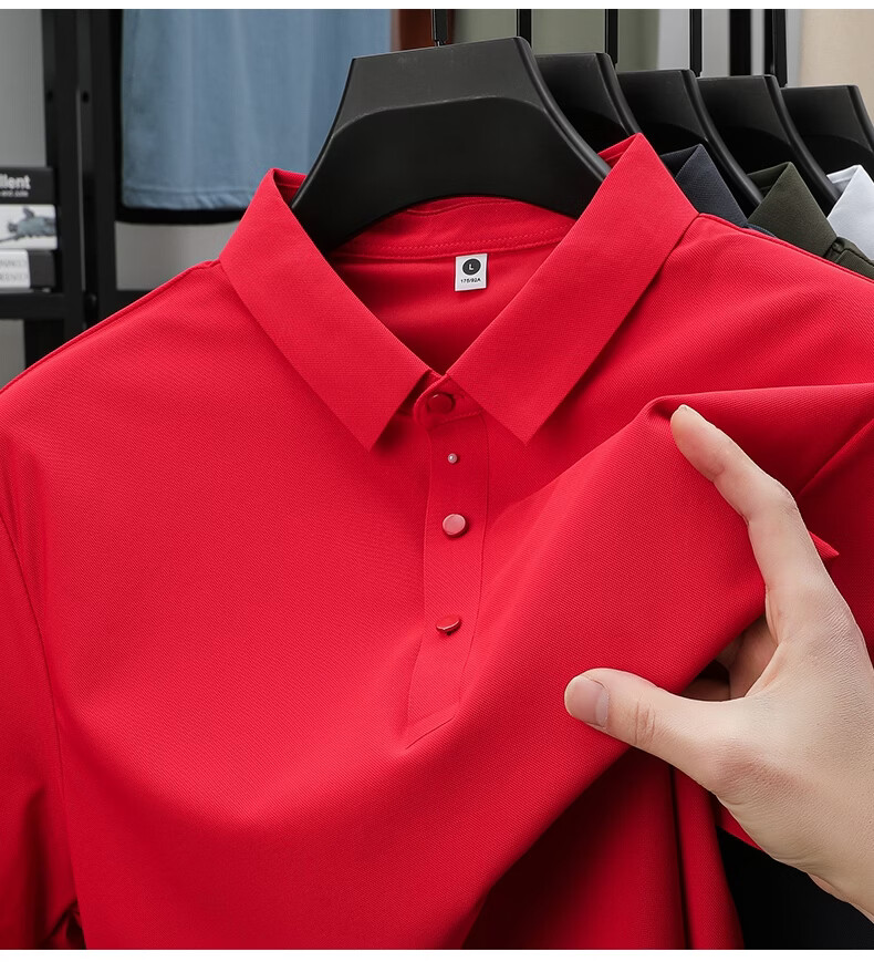 ROMON Father's Day Gift Men's Summer Ice Silk Quick-Dry UV Protection Breathable Polo Shirt Short Sleeve T-Shirt 15