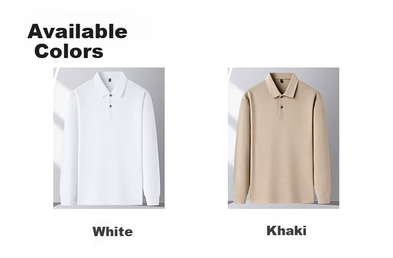 FIRS 100% Cotton Long Sleeve Men's Solid Color Casual Polo Shirt Spring Autumn New Dad Style 6