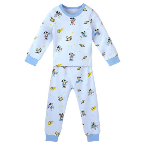 Disney Kids Class A Pure Cotton Autumn Thermal Underwear Set Full Print Boys Student Warm Innerwear Space Mickey 100
