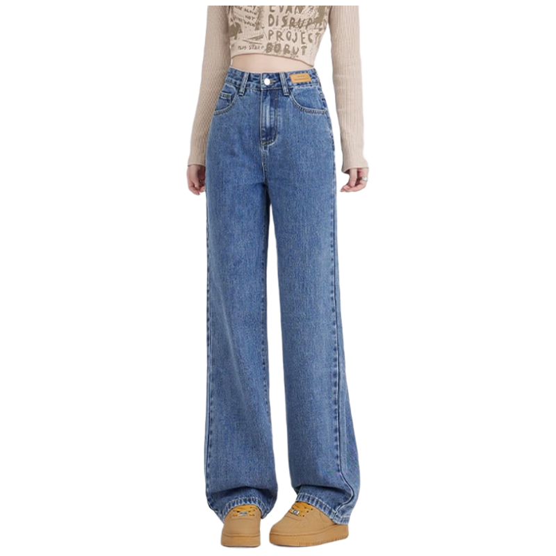 Romon Women's Summer Casual Loose Wide-Leg Denim Jeans Vintage Blue S