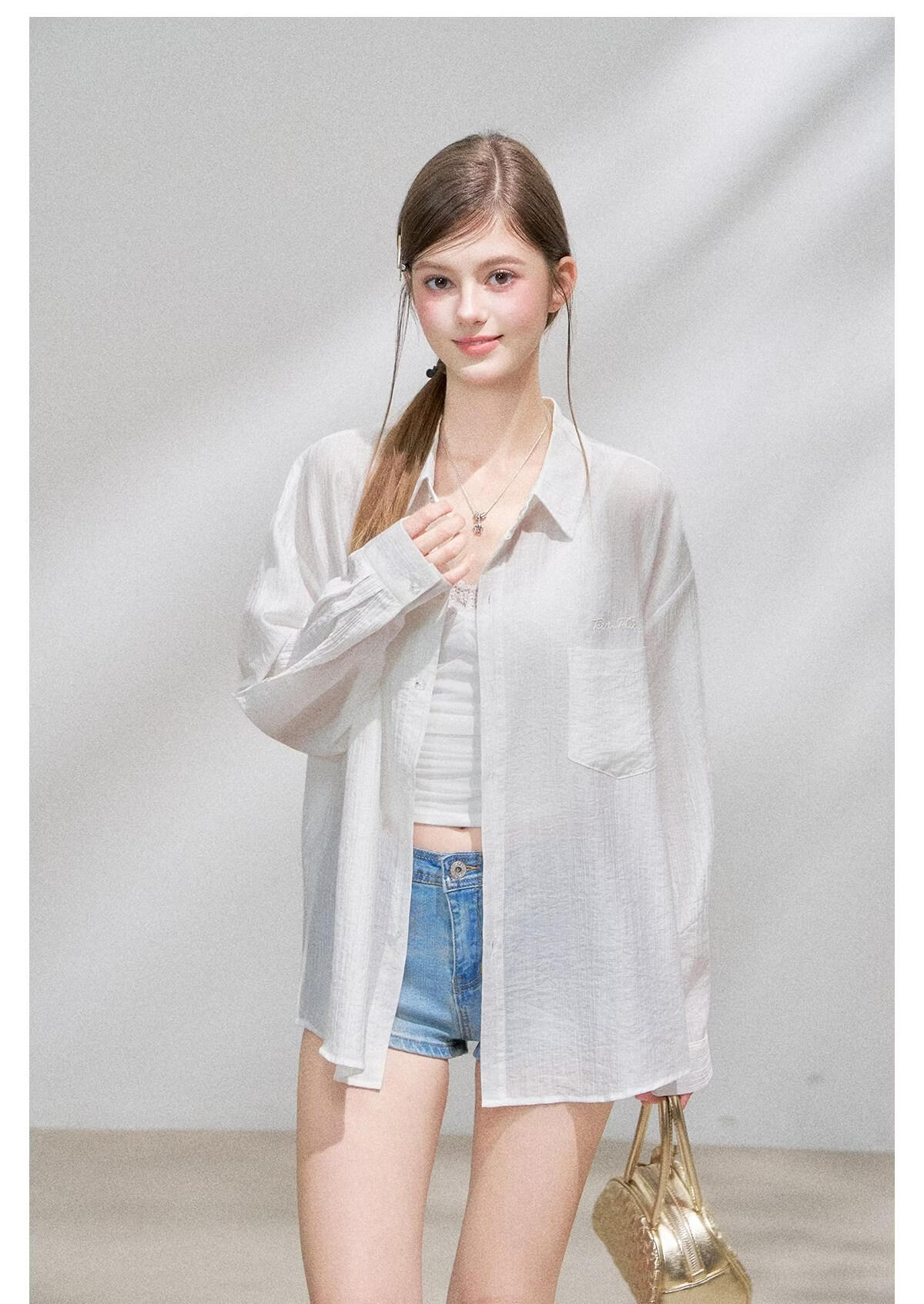 ICH MODE "Spring Light Leisure" Lyocell Sun Protection Long Sleeve Shirt Women Lazy Style Thin Jacket White M 35