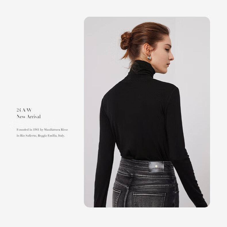 Navigare Women's Turtleneck Slim-Fit Base Layer, High-Elastic Solid Color Long-Sleeve Top 2335084501 24