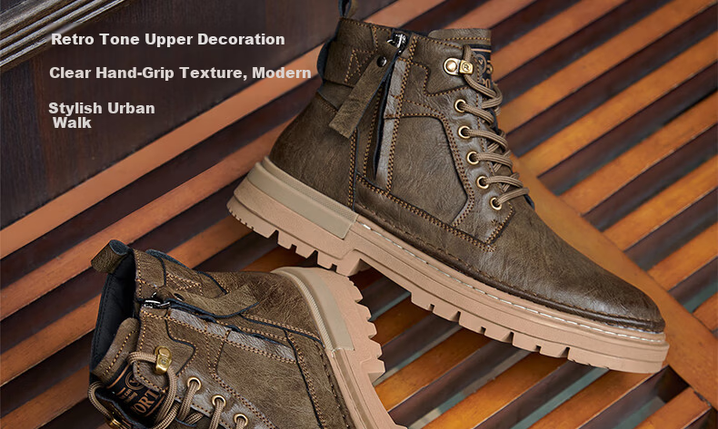 Camel Brand Martin Boots Outdoor Casual Work Boots British Style Motorcycle Men's Shoes P14W342602 Black 39 6