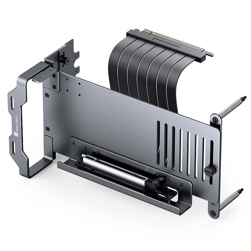 JONSBO A50 Gray PCIe 5.0 Aluminum Vertical GPU Mount Bracket (GPU Extension Cable/High-Speed Transmission/Supports GPU Length up to 365MM/Anti-Interference)