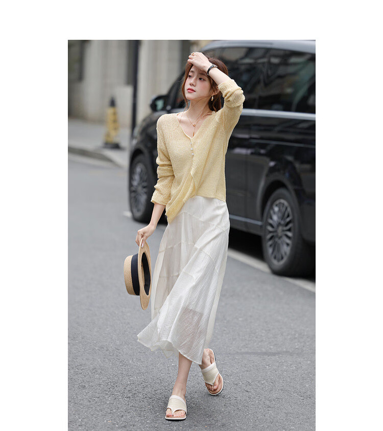 Mt Spring Oxygen V-Neck Long Sleeve Cardigan with Button Decoration Elegant Knitwear for Women 7