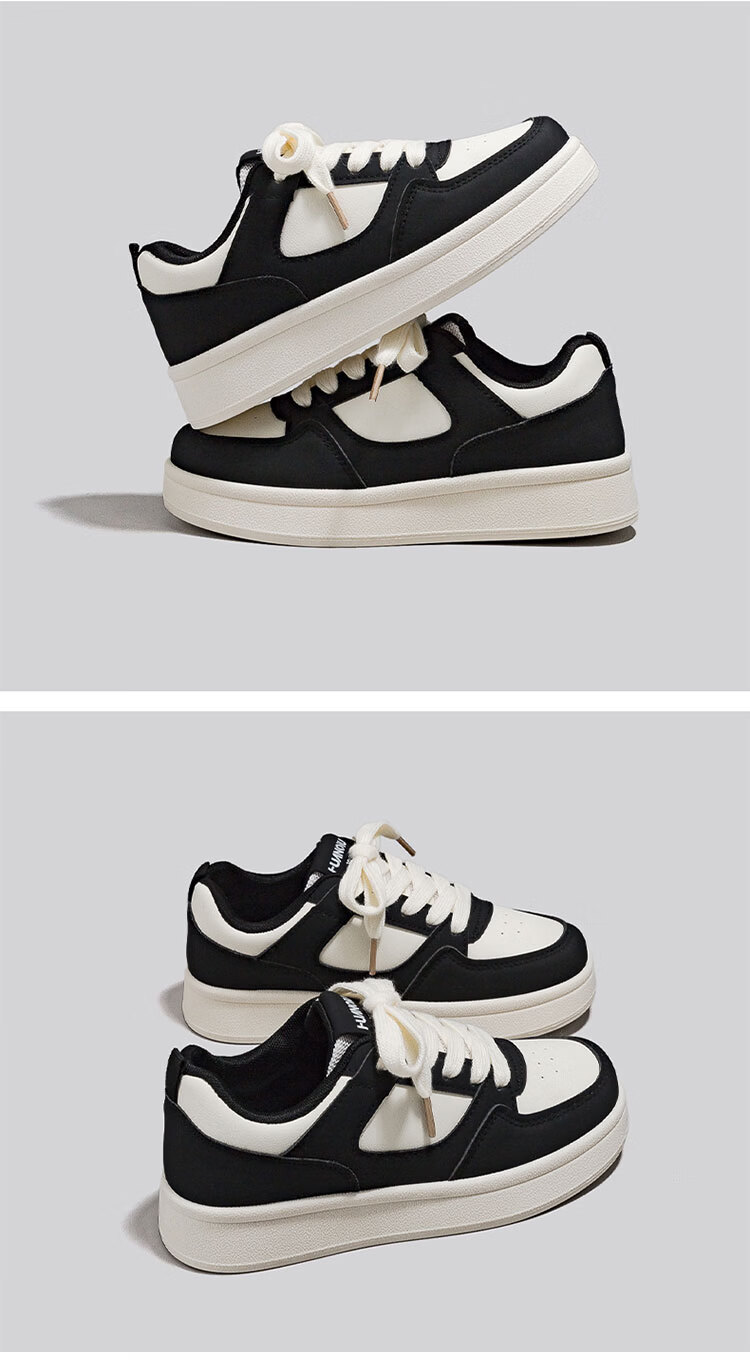 HUANQIU Versatile Casual Sneakers, 2026 New Popular Style White Shoes, Women's Thick-Soled Heightening Ins Campus Sports Shoes 6