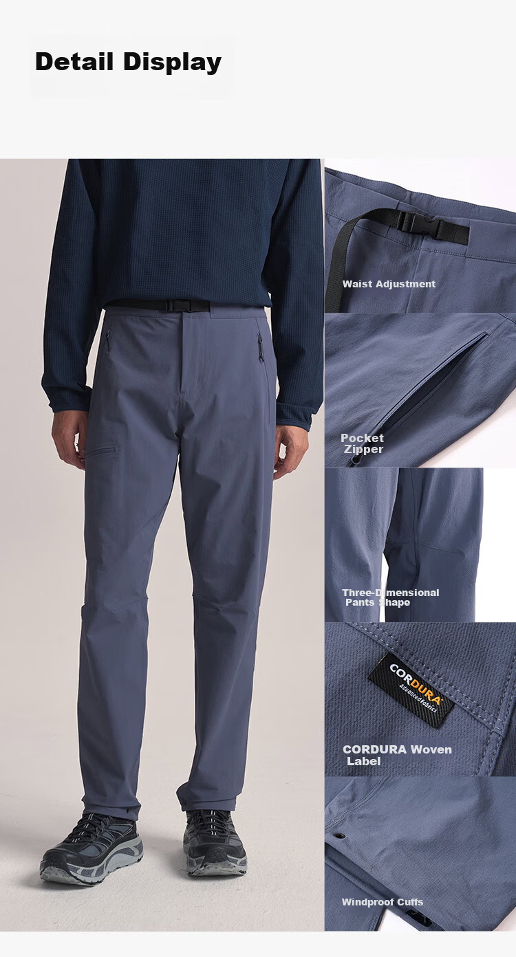 JD Jingzao Spring Windproof Beast 500 Cordura Softshell Pants Durable Outdoor Three-Proof Men's Pants Mist Blue XL 19