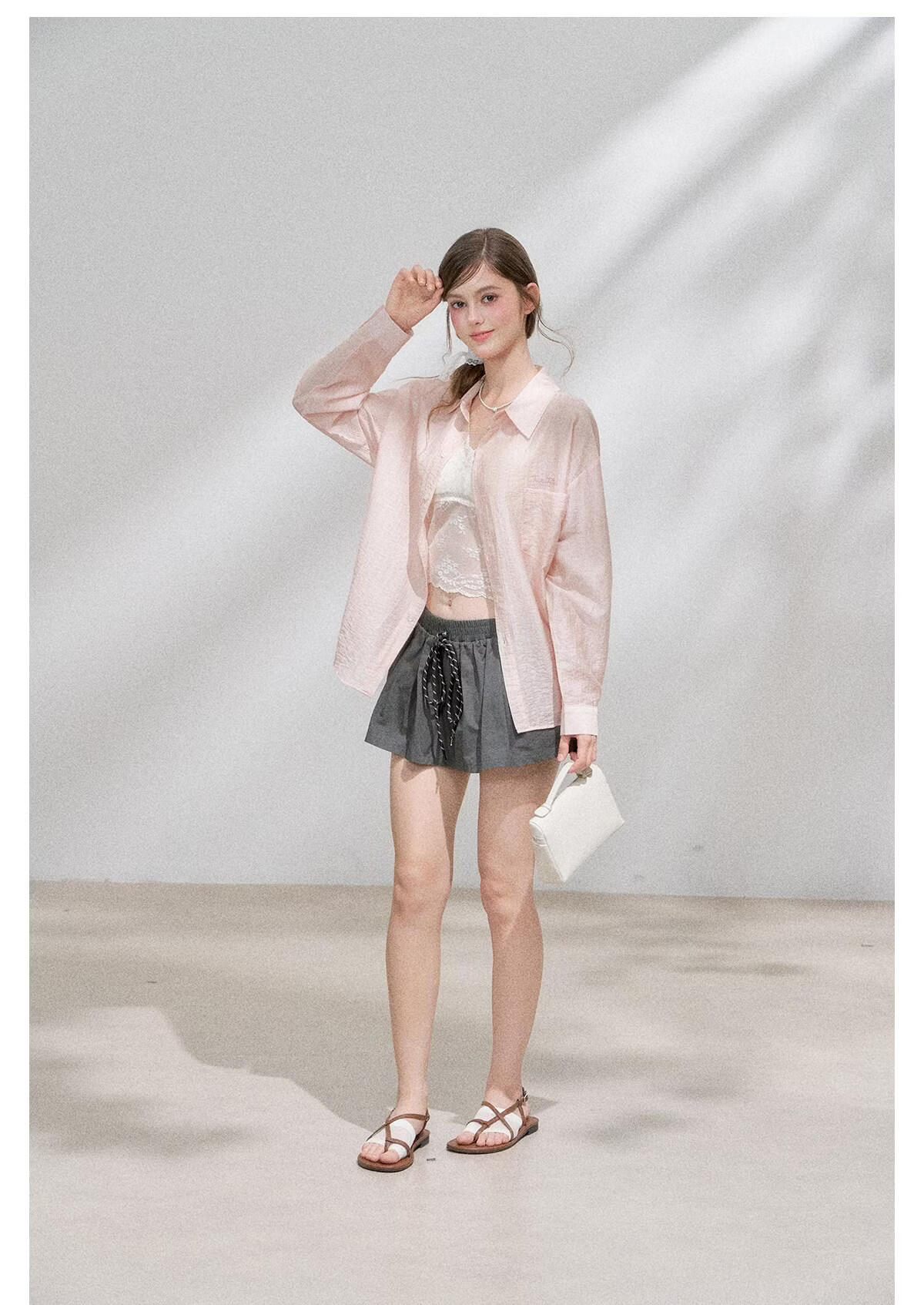ICH MODE "Spring Light Leisure" Lyocell Sun Protection Long Sleeve Shirt Women Lazy Style Thin Jacket White M 7