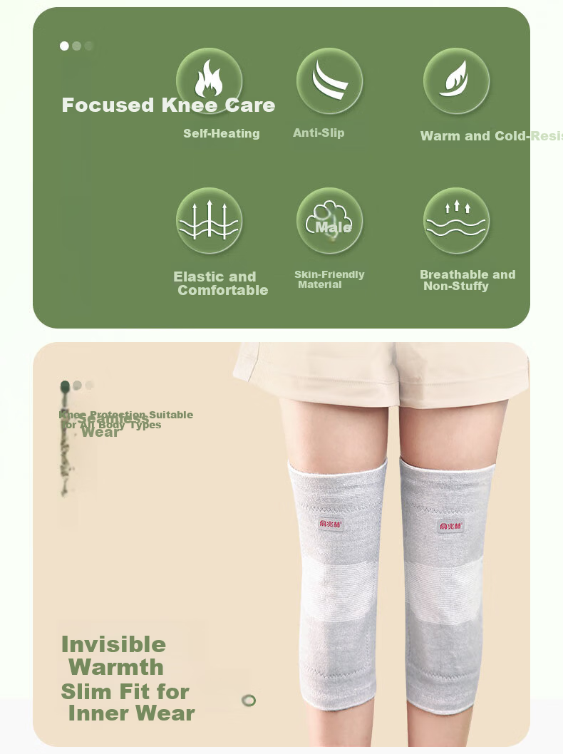 YUZHAOLIN Self-Heating Knee Brace Warm Bamboo Charcoal Knee Support for Cold Legs Unisex Elderly Anti-Slip Knee Pad X069 Size S 2