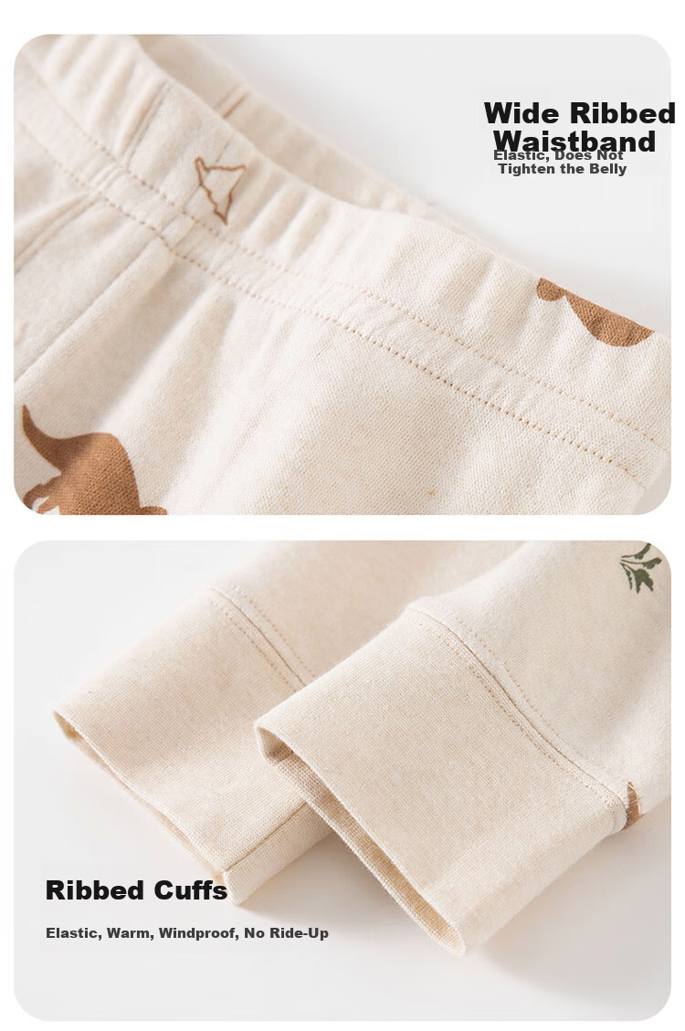 Dingguagua Dingguagua Children's Cotton Thermal Pants 2-Pack Pure Cotton Girls' Warm Sleepwear Trousers for Older Kids 140cm 1