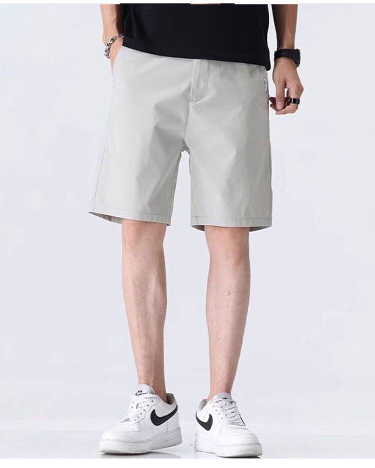 ROMON Men's Summer Thin Business Casual Straight Five-Point Khaki Shorts M 9