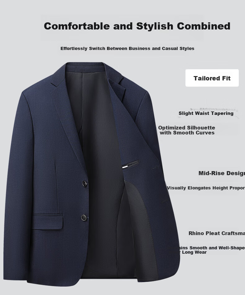 Hodo Men's Slim Fit Business Suit Set Groom Wedding Tuxedo Formal Attire 2