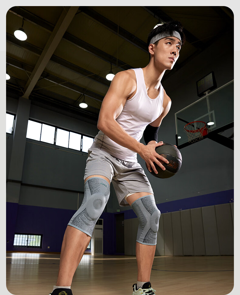 JEEP Knee Pads Sports Unisex Basketball Anti-Collision Running Fitness Breathable Adult Silicone Support Knee Pads Green L 8