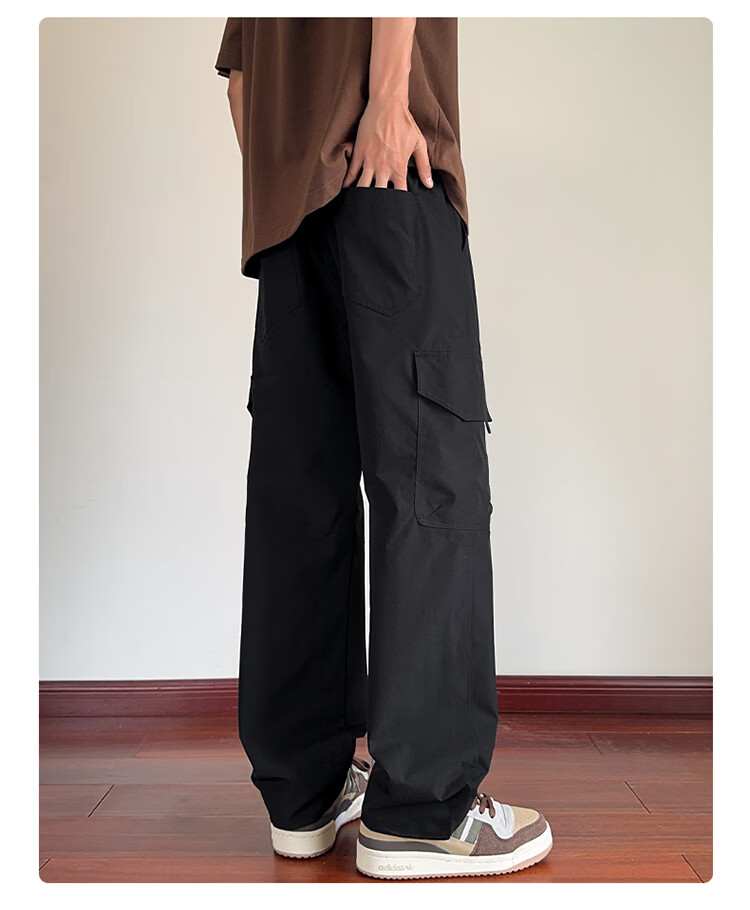 NASA GISS Collaboration Casual Pants Men Loose Fit Straight Leg Breathable Cargo Sports Trousers Black XL 14