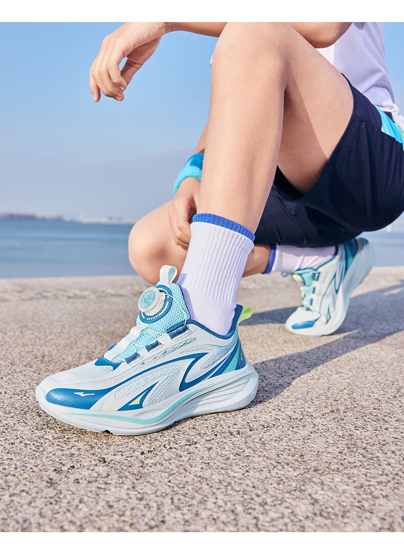 ERKE Kids Breathable Sports Shoes Boys and Girls Children's Cushioning Durable Running Shoes Microcrystalline White/Snow Cream/Aqua Green Size 36 33