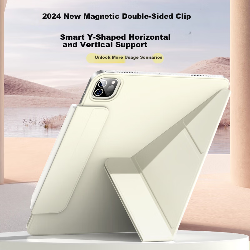 Zoyu Compatible with 2022 iPad Pro 11-inch Y-Fold Double-Sided Magnetic Buckle Tablet Case for 2021/2020 Pro 11-inch Tablet Case in Haze Gray