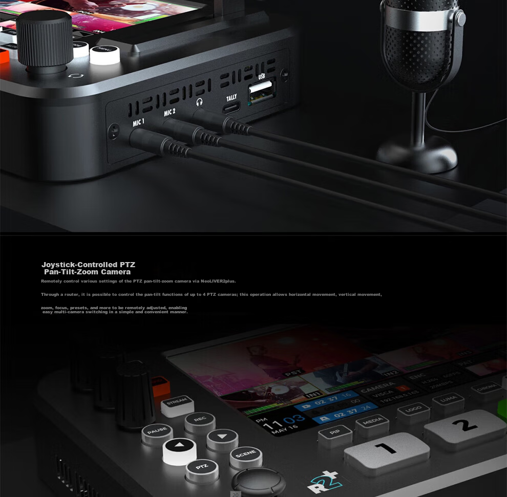 JiaShiYing R2PLUS Live Streaming All-in-One Director Console Broadcast-Grade Switcher 4-Channel Visual Screen Multi-Camera HDMI HD Computer Live Streaming USB 3.0 Streaming Device 8