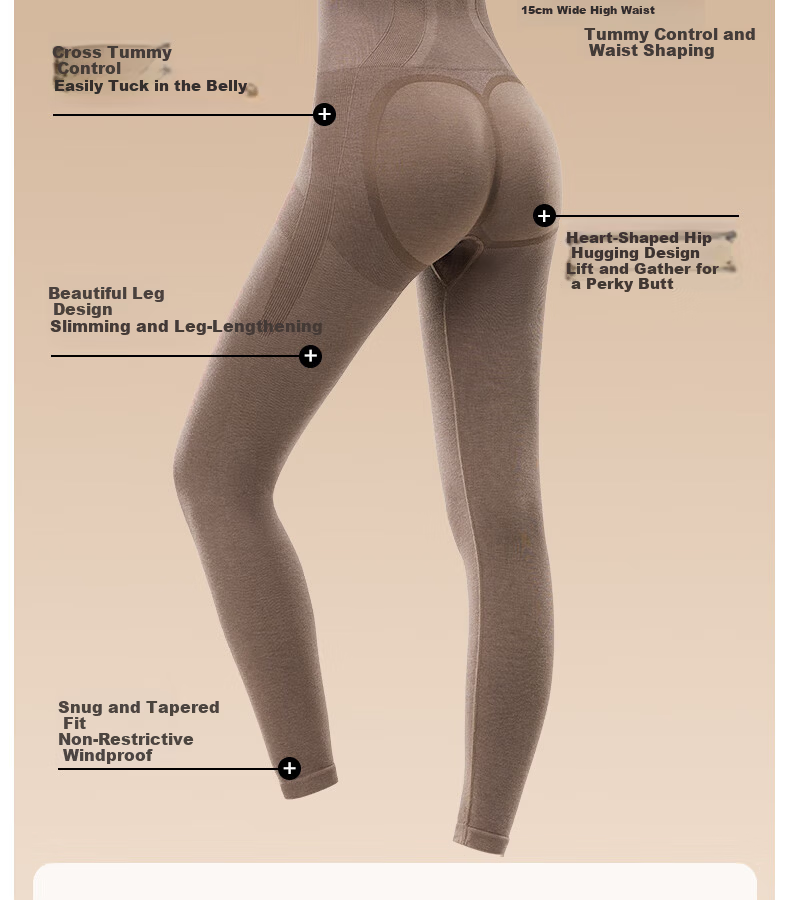 GRACEWELL High-Waist Autumn Winter Women's Cashmere Thermal Shaping Seamless Heat Retention Tummy Control Hip Lift Slim Fit Leggings Coffee XL 6