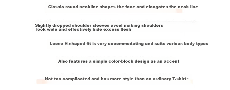 Yiershuang 100% Cotton Women's Short Sleeve T-Shirt Comfortable Skin-Friendly Color Block Basic Casual Top 4