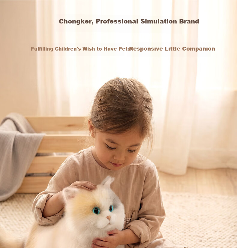 Chongker Plush Realistic Feedback Cat Smart Bionic High-End Electronic Pet Electric Doll Birthday Gift for Kids 1