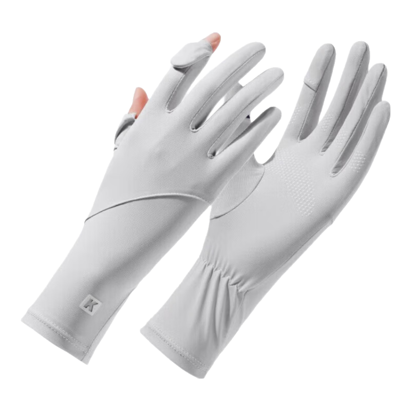 Chegui Mu Women's Summer Thin Sunscreen Gloves Outdoor UV Protection Long Fingerless Ice Silk Cycling Gloves
