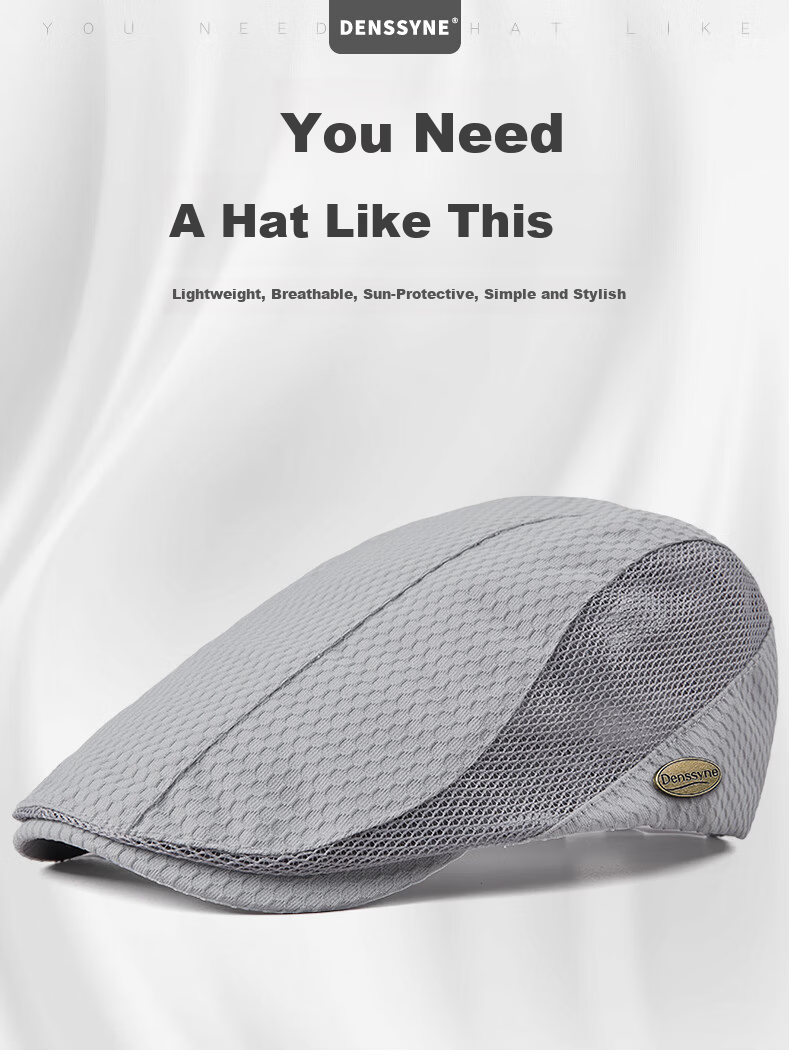 Denssyne Quick-Dry Men's Summer Beret Breathable Mesh Thin Sun Protection Casual Versatile Fishing Outdoor Cap 1