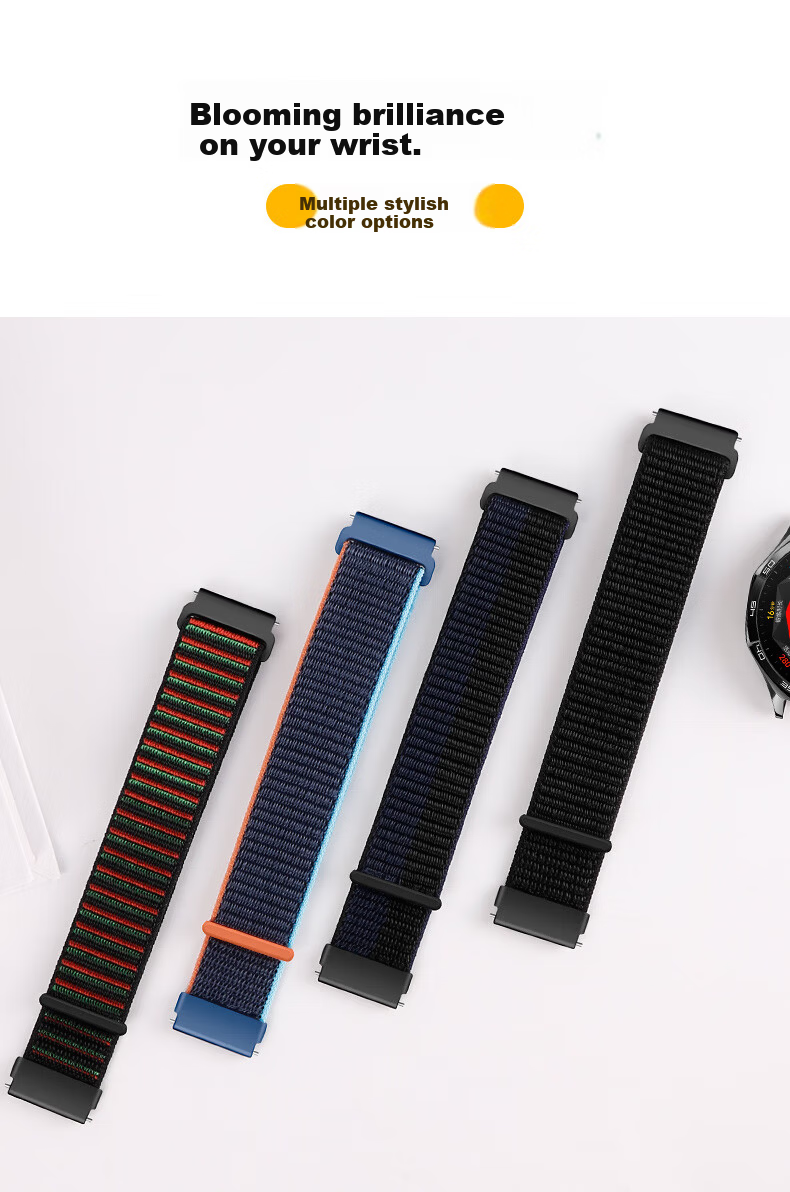 Binghong Quick-Release Press Button Watch Strap Compatible with Huawei GT6, Watch 5, Ultimate 2, GT5, GT6 Pro, GT5 Pro, GT4, GT3, 22mm Woven Band for Men and Women 3