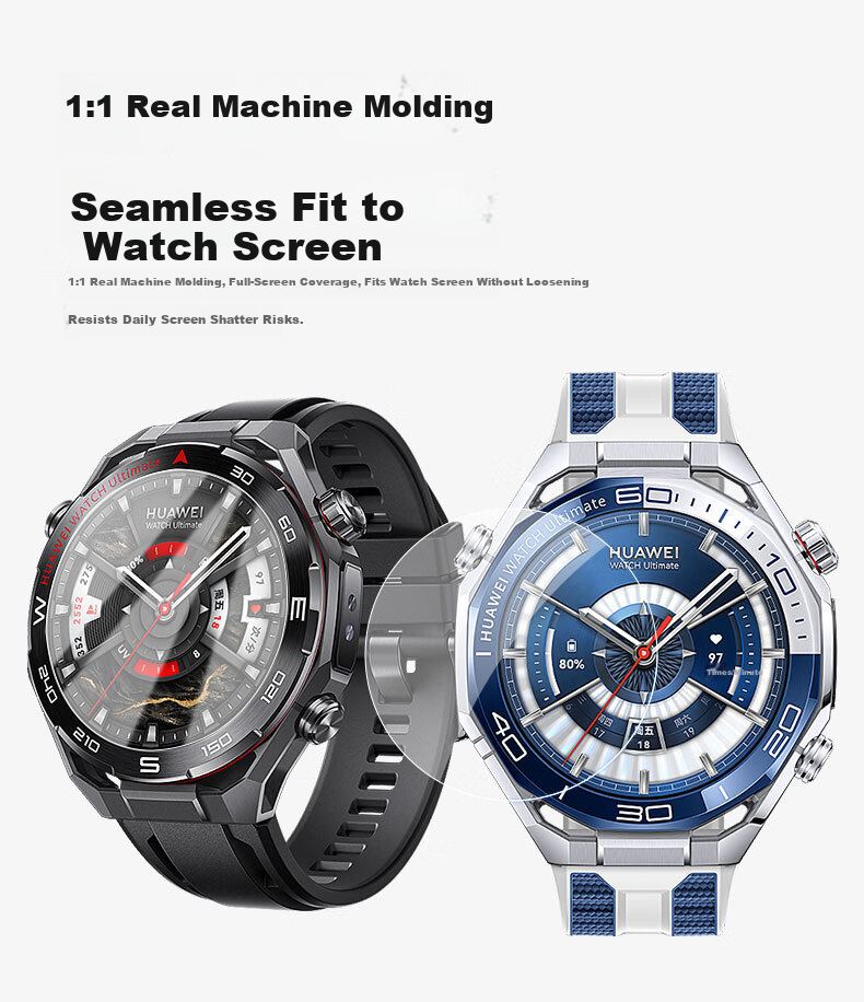 KMaxAI Huawei Watch Ultimate 2 Protective Case and Screen Protector Set Hard Shell Case with Tempered Glass Screen Protector Sky Black 6