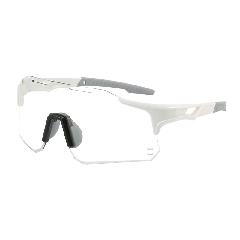 Peak Cycling Glasses Unisex Day and Night Photochromic Outdoor Riding Mountaineering Windproof Goggles Transparent Photochromic White Frame