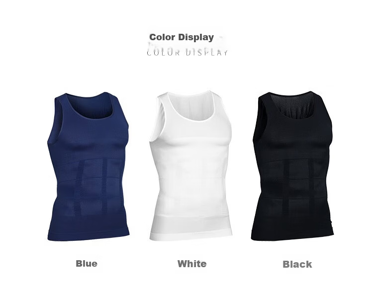 KJ Men's Shapewear Waist Slimming Vest Elastic Body Shaping Chest Compression Fitness Sports Tummy Control Shirt 11