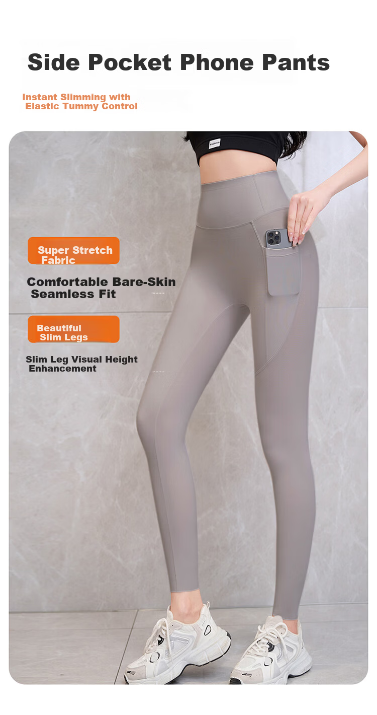 LangSha Spring Summer New High-Waist Tummy Control Butt-Lifting Shark Pants Micro Compression Slimming with Pockets Fashion Outer Yoga Shark Pants 6