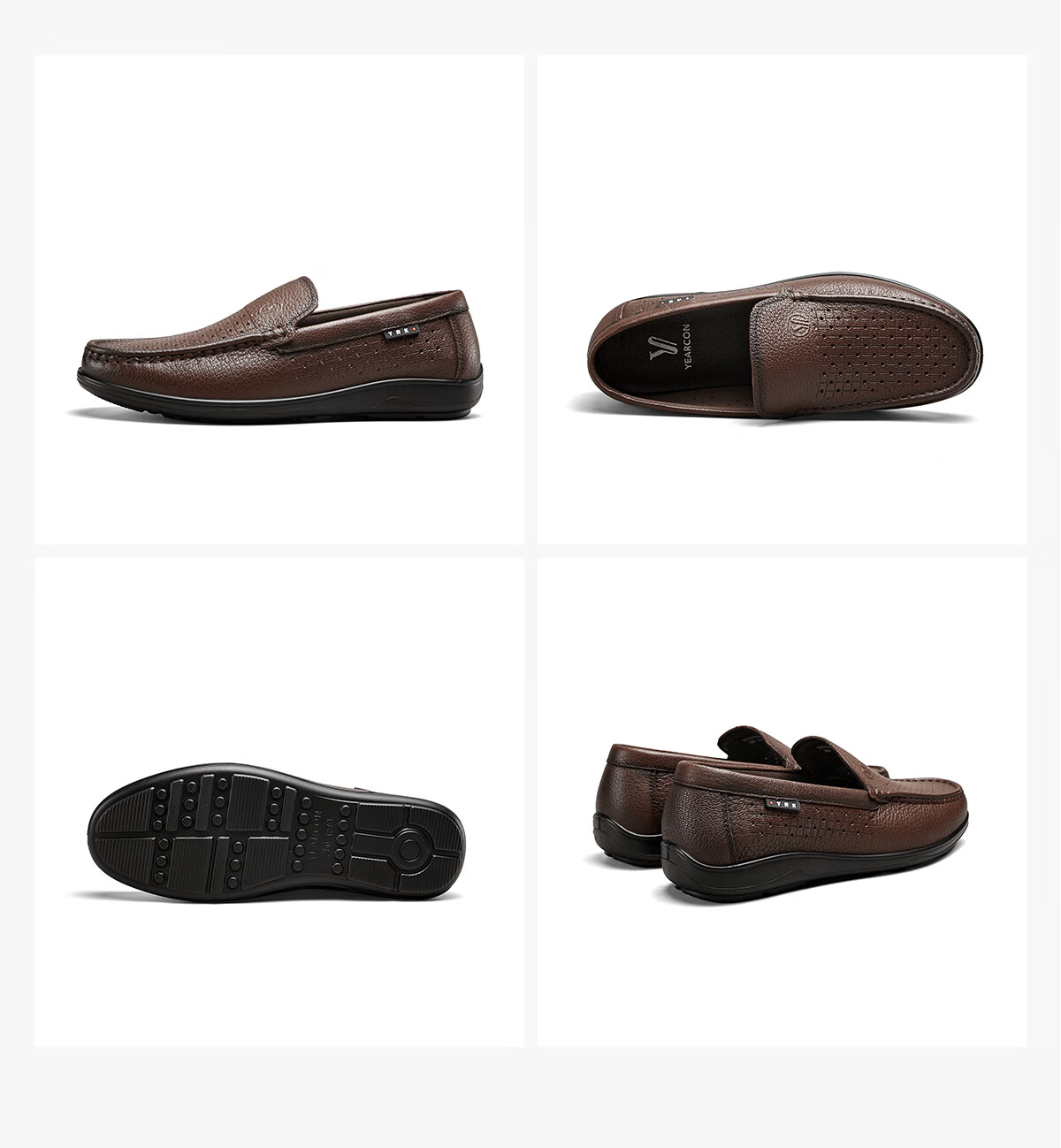 Eierkang Men's Perforated Breathable Driving Shoes Business Casual Leather Loafers Moccasins Black 38 57364W 10
