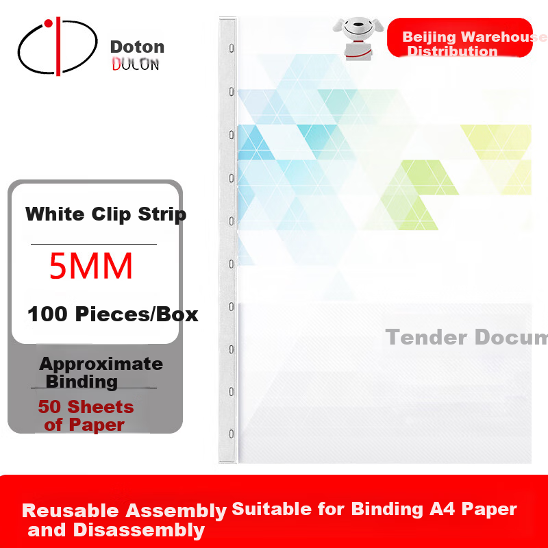 DOCON Comb Binding Strips 10-Hole Plastic Binding Strips 5mm White 100pcs/Box