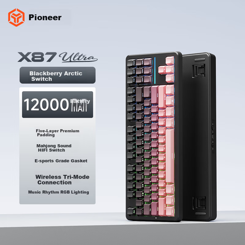 EWEADN X87S/Ultra Wireless Custom Mechanical Keyboard Wired Bluetooth Tri-Mode Gaming Gasket Structure Hot-Swappable Full-Key Gaming Office Laptop Universal Peripheral